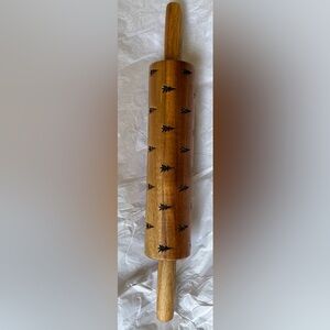 Hearth & Hand with Magnolia Engraved Christmas Tree Pattern Wood Rolling Pin
